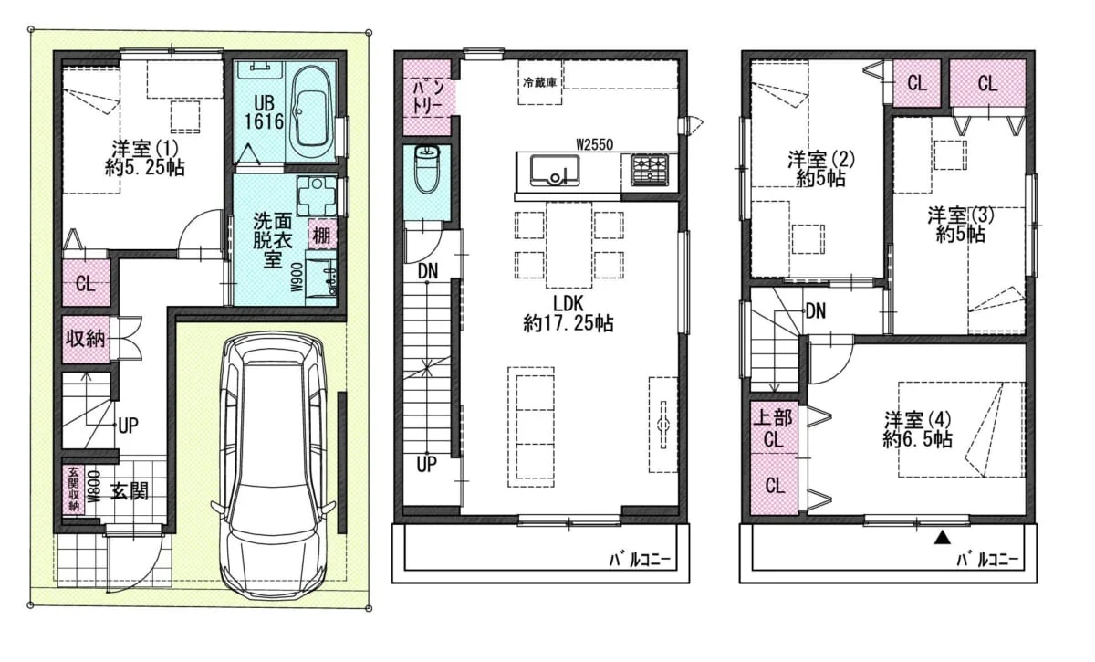 新築戸建 放出西３（放出駅）｜間取り図（掲載資料）