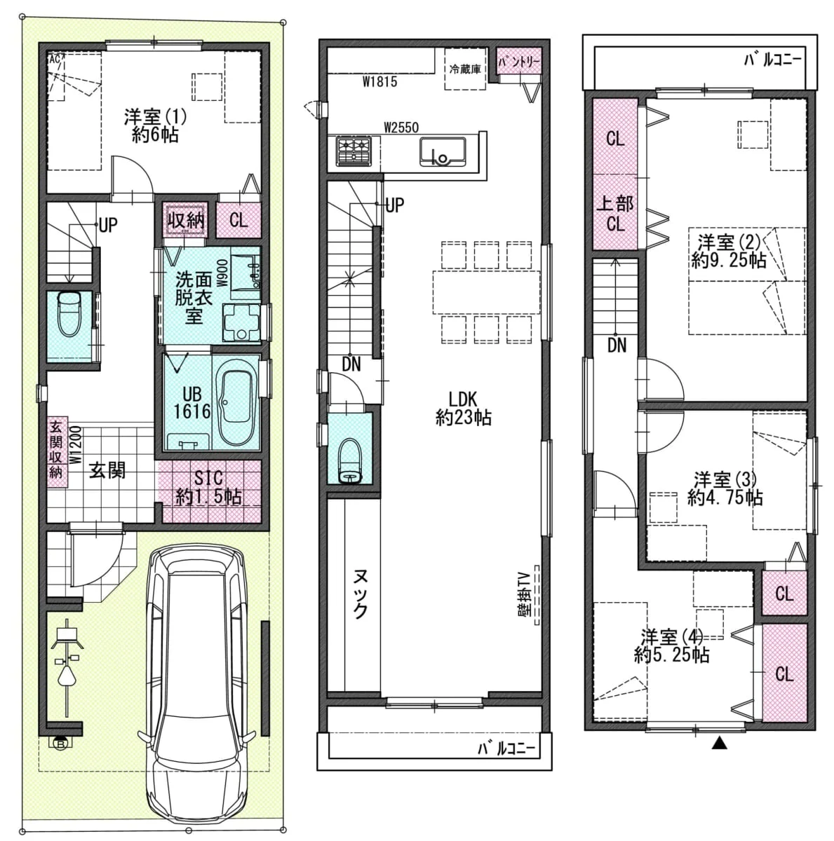 新築戸建 潮路２（岸里駅）｜間取り図（掲載資料）