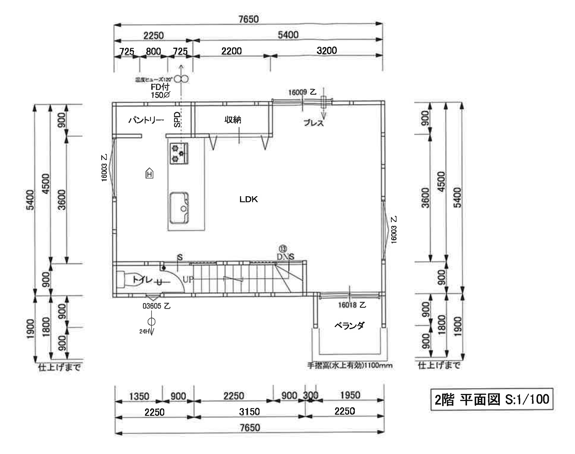 御崎の住まい・2階の間取り図