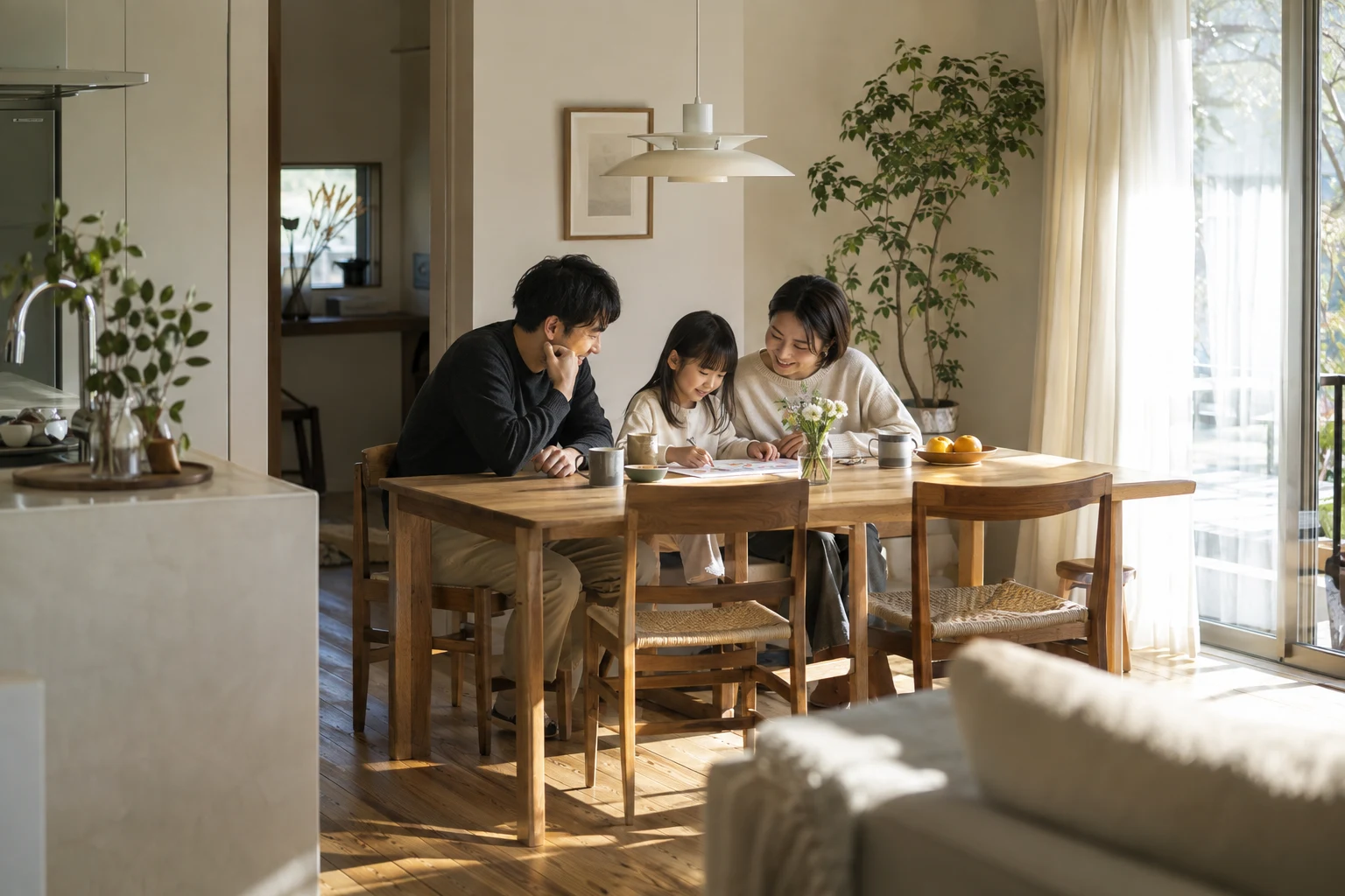 食卓を囲む家族の暮らしのイメージ